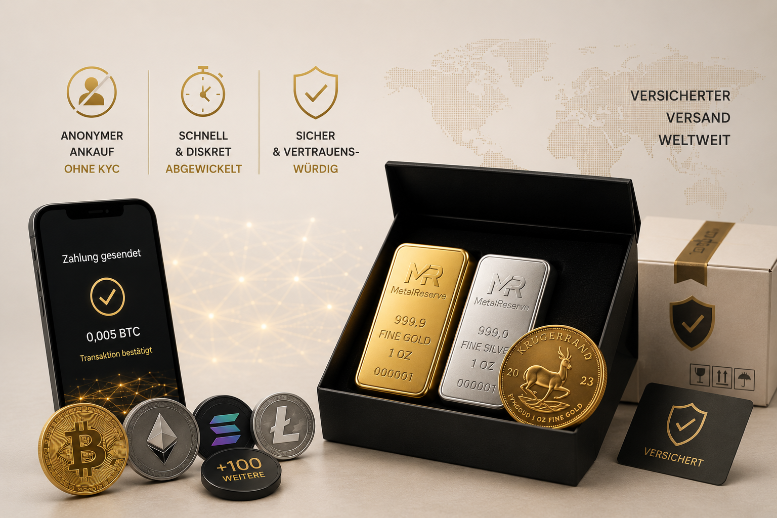 Bitcoin und Gold — Krypto in Edelmetalle tauschen